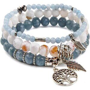 Versatile Natural Stone Chakra Bracelets - Set of 3 Women's 8mm Beads